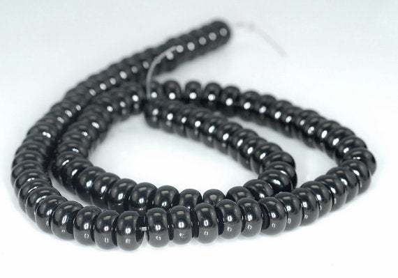 8x4-8x5mm Black Jet Gemstone Rondelle Loose Beads 16 Inch Full Strand Lot 1,2,6 And 12 (90186888-824)