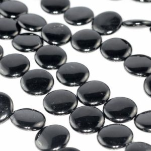 Shop Jet Beads! 17-18mm Black Jet Gemstone Organic Flat Round Circle Loose Beads 15.5 inch Full Strand (90186926-886) | Natural genuine round Jet beads for beading and jewelry making.  #jewelry #beads #beadedjewelry #diyjewelry #jewelrymaking #beadstore #beading #affiliate #ad