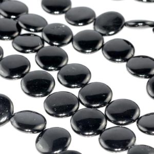 Shop Jet Beads! 20mm Black Jet Gemstone Organic Flat Round Circle Loose Beads 15.5 inch Full Strand (90186925-886) | Natural genuine round Jet beads for beading and jewelry making.  #jewelry #beads #beadedjewelry #diyjewelry #jewelrymaking #beadstore #beading #affiliate #ad