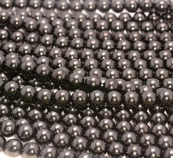 8mm Genuine Natural Jet Gemstones Black Grade Aaa Black Round Loose Beads 7.5 Inch Half Strand (90181984-127)