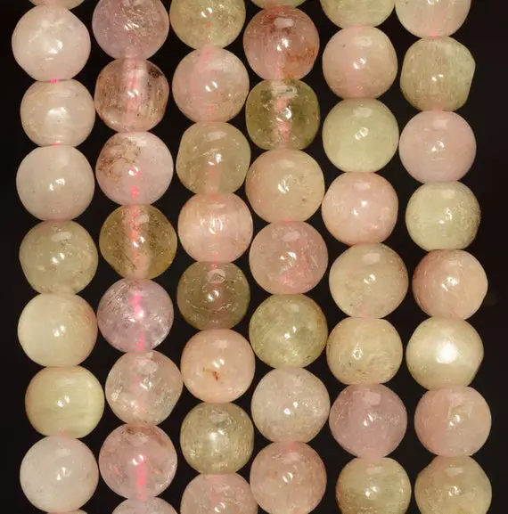 7-8mm Genuine Pink Gemmy Kunzite Gemstone Grade A Pink Nugget Round Loose Beads 16 Inch Full Strand (80005399-464)