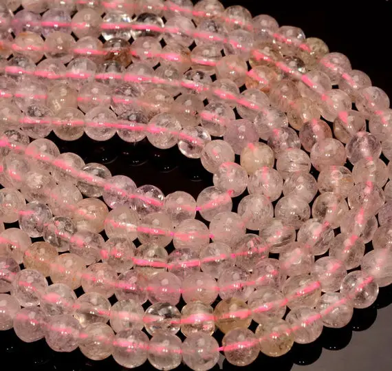 7mm Genuine Pink Gemmy Kunzite Gemstone Grade Aa Transparent Pink Nugget Round Loose Beads 15.5 Inch Full Strand (80005396-464)