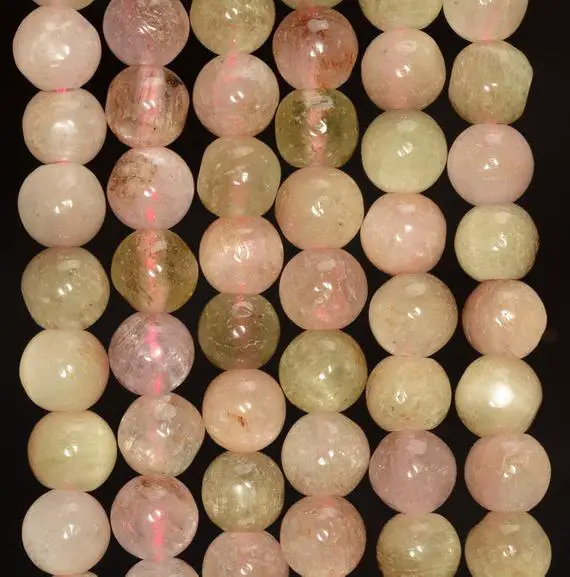 8-9mm Genuine Pink Gemmy Kunzite Gemstone Grade A Pink Nugget Round Loose Beads 16 Inch Full Strand (80005403-464)