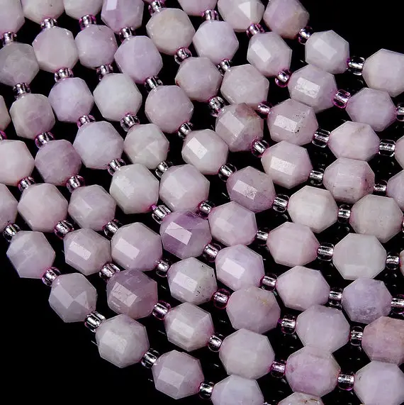 8mm Natural Purple Pink Kunzite Gemstone Grade Aa Faceted Prism Double Point Cut Loose Beads Bulk Lot 1,2,6,12 And 50 (d28)