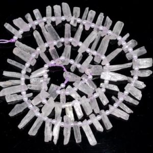 Shop Kunzite Bead Shapes! 23X3-9X3MM Pink Kunzite Gemstone Grade AAA Graduated Stick  Point Loose Beads 16.5 inch Full Strand (80003352-B88) | Natural genuine other-shape Kunzite beads for beading and jewelry making.  #jewelry #beads #beadedjewelry #diyjewelry #jewelrymaking #beadstore #beading #affiliate #ad