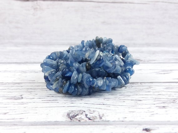 Kyanite Gemstone Beads, Crystal Chips Bag Of 50 Pieces Or Full Strand, Reiki Infused A Extra Grade Blue Kyanite Bead Chips