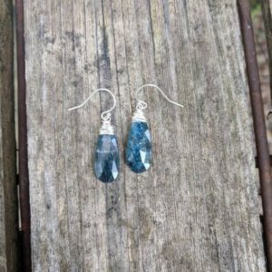 Shop Kyanite Earrings! Kyanite earrings. Sterling silver gold filled or rose gold available.  Dainty kyanite earrings | Natural genuine Kyanite earrings. Buy crystal jewelry, handmade handcrafted artisan jewelry for women.  Unique handmade gift ideas. #jewelry #beadedearrings #beadedjewelry #gift #shopping #handmadejewelry #fashion #style #product #earrings #affiliate #ad