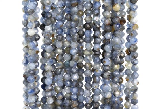 Genuine Natural Kyanite Gemstone Beads 2-3mm Blue Gray Faceted Round Ab Quality Loose Beads (113275)