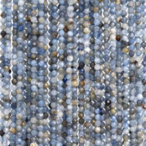 Shop Kyanite Faceted Beads! Genuine Natural Kyanite Gemstone Beads 2MM Blue Gray Faceted Round AB Quality Loose Beads (113216) | Natural genuine faceted Kyanite beads for beading and jewelry making.  #jewelry #beads #beadedjewelry #diyjewelry #jewelrymaking #beadstore #beading #affiliate #ad