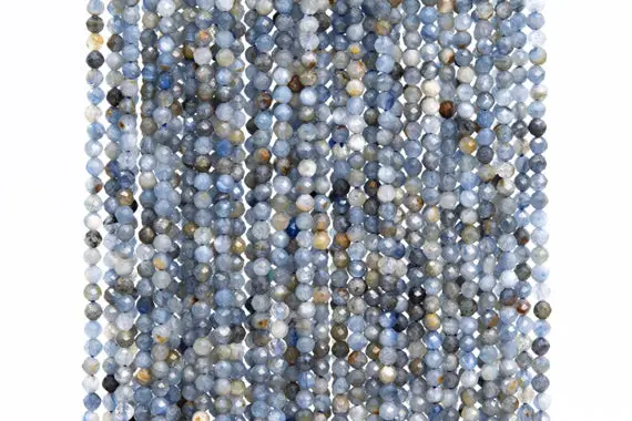 Genuine Natural Kyanite Gemstone Beads 2mm Blue Gray Faceted Round Ab Quality Loose Beads (113216)