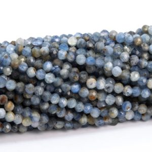 Shop Kyanite Faceted Beads! 2-3MM Kyanite Beads Blue Gray Grade AB Genuine Natural Gemstone Full Strand Faceted Round Loose Beads 15" Bulk Lot Options (113275-3676) | Natural genuine faceted Kyanite beads for beading and jewelry making.  #jewelry #beads #beadedjewelry #diyjewelry #jewelrymaking #beadstore #beading #affiliate #ad