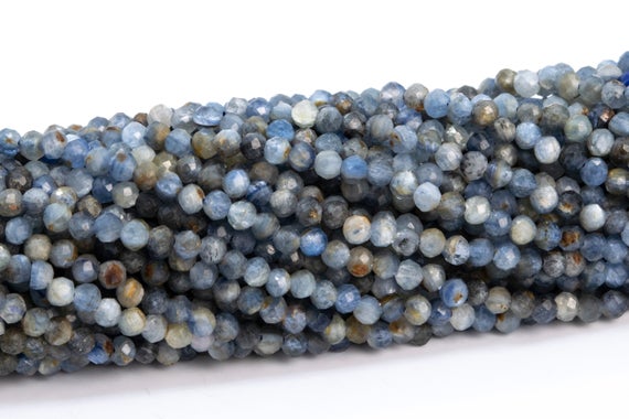 2-3mm Kyanite Beads Blue Gray Grade Ab Genuine Natural Gemstone Full Strand Faceted Round Loose Beads 15" Bulk Lot Options (113275-3676)