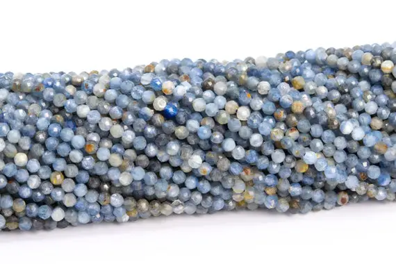 2mm Kyanite Beads Blue Gray Grade Ab Genuine Natural Gemstone Full Strand Faceted Round Loose Beads 15.5" Bulk Lot Options (113216-3652)