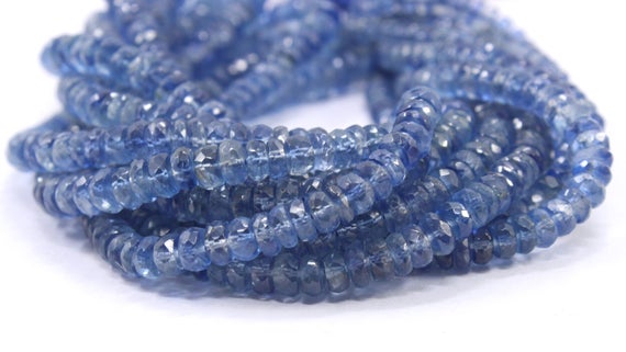 Aaa Quality Blue Gemstone Beads Natural Kyanite Gemstone Faceted Rondelle Beads Size 3.5-6.5 Mm Blue Kyanite Crystal Jewelry Beads Wholesale