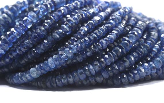 Natural Kyanite Gemstone Faceted Rondelle Beads Size 4-6 Mm Blue Kyanite Jewelry Beads, Rondelle Beads Aaa Quality Kyanite Beads Wholesale
