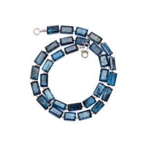 Shop Kyanite Necklaces! Natural Indigo Kyanite Beaded Necklace, 6x11mm Blue Kyanite Faceted Rectangle Beads Necklace, Kyanite Jewelry, Women's Necklace,Gift For Her | Natural genuine Kyanite necklaces. Buy crystal jewelry, handmade handcrafted artisan jewelry for women.  Unique handmade gift ideas. #jewelry #beadednecklaces #beadedjewelry #gift #shopping #handmadejewelry #fashion #style #product #necklaces #affiliate #ad