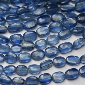 14 Inch Strand,Superb-Finest Quality,Natural Blue Kyanite Smooth Oval Beads,Size, 7-10mm | Natural genuine other-shape Gemstone beads for beading and jewelry making.  #jewelry #beads #beadedjewelry #diyjewelry #jewelrymaking #beadstore #beading #affiliate #ad