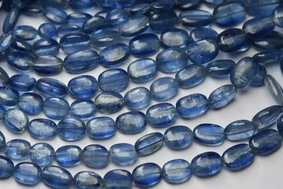 14 Inch Strand,superb-finest Quality,natural Blue Kyanite Smooth Oval Beads,size, 7-10mm