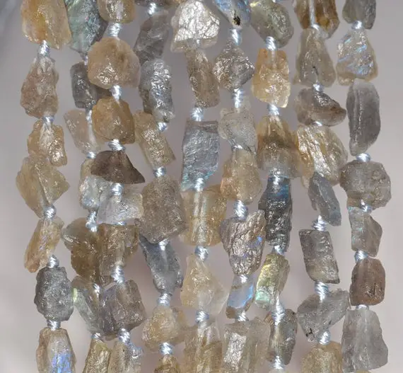 14x8-7x5mm  Labradorite Gemstone Grade Aaa Rough Nugget Pebble Loose Beads 8 Inch Half Strand (80003327 H-b89)