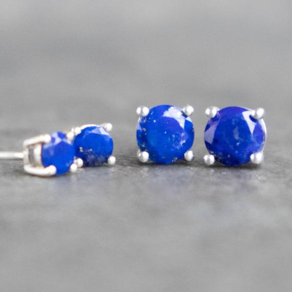 Lapis Lazuli Stud Earrings In Gold & Sterling Silver, September Birthstone Jewelry, Gift For Women
