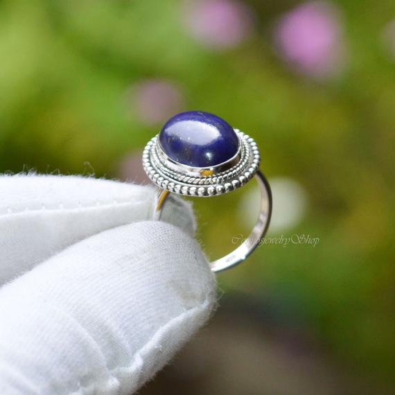 Lapis Lazuli 12x16mm Oval Ring, 925 Sterling Silver Lapis Lazuli Handmade Ring, Lapis Ring, Gemstone Ring, Beautiful Design Lapis Ring