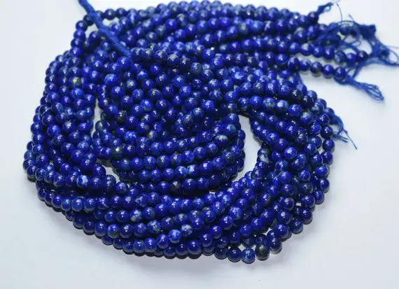 13 Inch Strand,natural Lapis Lazuli Smooth Round Balls Beads Shape,size 4-4.5mm