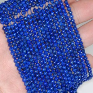 Shop Lapis Lazuli Round Beads! 3mm Natural Lapis Lazuli Gemstone Grade AAA Blue Round 3mm Loose Beads 15.5 inch Full Strand LOT 1,2,6,12 and 50 (90183558-107) | Natural genuine round Lapis Lazuli beads for beading and jewelry making.  #jewelry #beads #beadedjewelry #diyjewelry #jewelrymaking #beadstore #beading #affiliate #ad
