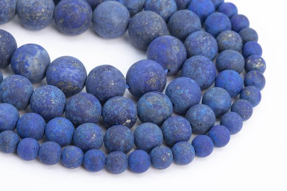 Matte Deep Blue Lapis Lazuli Loose Beads Grade A Round Shape 6mm 8mm 10mm 15mm