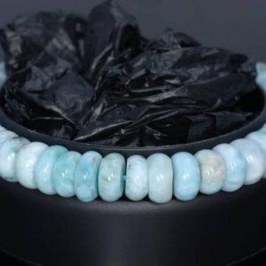 Shop Larimar Rondelle Beads! 9mm Dominican Larimar Gemstone Grade A Blue Rondelle Loose Beads 7.5 inch Half Strand (80004382-917) | Natural genuine rondelle Larimar beads for beading and jewelry making.  #jewelry #beads #beadedjewelry #diyjewelry #jewelrymaking #beadstore #beading #affiliate #ad