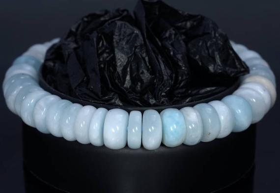 9-10mm Dominican Larimar Gemstone Grade Aaa Blue Rondelle Loose Beads 7.5 Inch Half Strand (80004416-917)