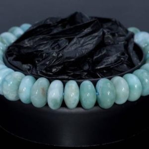 Shop Larimar Rondelle Beads! 10-11mm Dominican Larimar Gemstone Grade AA Blue Rondelle Loose Beads 7.5 inch Half Strand (80004439-917) | Natural genuine rondelle Larimar beads for beading and jewelry making.  #jewelry #beads #beadedjewelry #diyjewelry #jewelrymaking #beadstore #beading #affiliate #ad