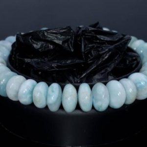 Shop Larimar Rondelle Beads! 10-11mm Dominican Larimar Gemstone Grade AA Blue Rondelle Loose Beads 7.5 inch Half Strand (80004431-917) | Natural genuine rondelle Larimar beads for beading and jewelry making.  #jewelry #beads #beadedjewelry #diyjewelry #jewelrymaking #beadstore #beading #affiliate #ad