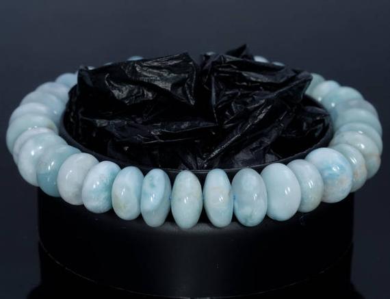 10-11mm Dominican Larimar Gemstone Grade Aa Blue Rondelle Loose Beads 7.5 Inch Half Strand (80004431-917)