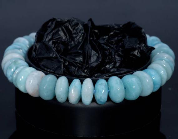 10-11mm Dominican Larimar Gemstone Grade Aa Blue Rondelle Loose Beads 7.5 Inch Half Strand (80004437-917)