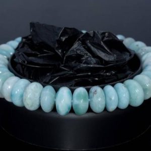 Shop Larimar Rondelle Beads! 10-11mm Dominican Larimar Gemstone Grade AA Blue Rondelle Loose Beads 7.5 inch Half Strand (80004434-917) | Natural genuine rondelle Larimar beads for beading and jewelry making.  #jewelry #beads #beadedjewelry #diyjewelry #jewelrymaking #beadstore #beading #affiliate #ad