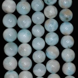 Shop Larimar Round Beads! 10MM Dominican Larimar Gemstone Grade AB Milky White Round 10MM Loose Beads 15.5" inch Full Strand (90183485-789) | Natural genuine round Larimar beads for beading and jewelry making.  #jewelry #beads #beadedjewelry #diyjewelry #jewelrymaking #beadstore #beading #affiliate #ad