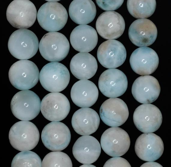 10mm Dominican Larimar Gemstone Grade Ab Milky White Round 10mm Loose Beads 15.5" Inch Full Strand (90183485-789)