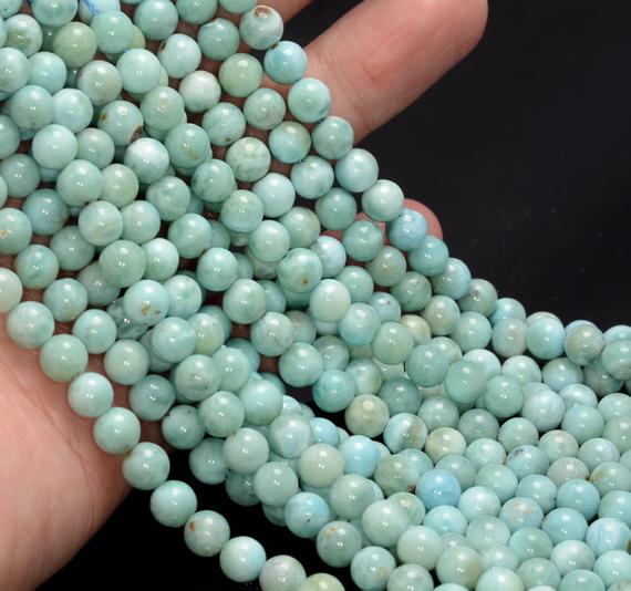 6-7mm Dominican Larimar Gemstone Grade Aa Sky Blue Round Beads 7.5 Inch Half Strand Lot 1,2,6,12 And 50 (80004841-450)