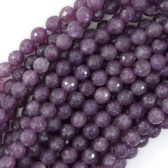 6mm Faceted Purple Lepidolite Round Beads 15.5" Strand 39687