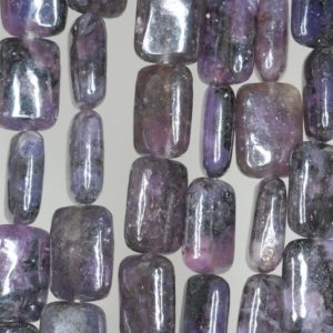 Shop Lepidolite Bead Shapes! 14X10mm Dark Purple Lepidolite Gemstone Grade AB Rectangle Beads 7.5 inch Half Strand BULK LOT 1,2,6,12 and 50 (90187879-664) | Natural genuine other-shape Lepidolite beads for beading and jewelry making.  #jewelry #beads #beadedjewelry #diyjewelry #jewelrymaking #beadstore #beading #affiliate #ad