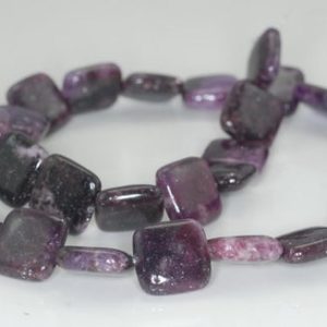 Shop Lepidolite Bead Shapes! 14X14mm Purple Lepidolite Gemstone Grade AA Square Beads 16 inch Full Strand BULK LOT 1,2,6,12 and 50 (90188343-669) | Natural genuine other-shape Lepidolite beads for beading and jewelry making.  #jewelry #beads #beadedjewelry #diyjewelry #jewelrymaking #beadstore #beading #affiliate #ad