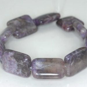 Shop Lepidolite Bead Shapes! 20X15mm Dark Purple Lepidolite Gemstone Grade A Rectangle Beads 7.5 inch Half Strand BULK LOT 1,2,6,12 and 50 (90187881-667) | Natural genuine other-shape Lepidolite beads for beading and jewelry making.  #jewelry #beads #beadedjewelry #diyjewelry #jewelrymaking #beadstore #beading #affiliate #ad
