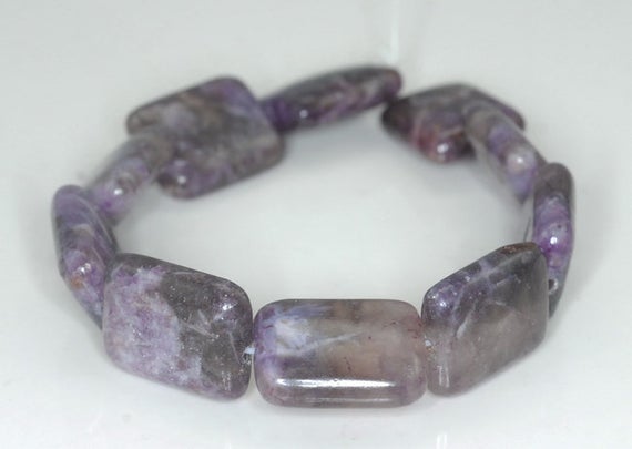 20x15mm Dark Purple Lepidolite Gemstone Grade A Rectangle Beads 7.5 Inch Half Strand Bulk Lot 1,2,6,12 And 50 (90187881-667)