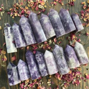 Shop Lepidolite Points & Wands! Lepidolite, Lepidolite Point, Qty. 1 | Natural genuine stones & crystals in various shapes & sizes. Buy raw cut, tumbled, or polished gemstones for making jewelry or crystal healing energy vibration raising reiki stones. #crystals #gemstones #crystalhealing #crystalsandgemstones #energyhealing #affiliate #ad