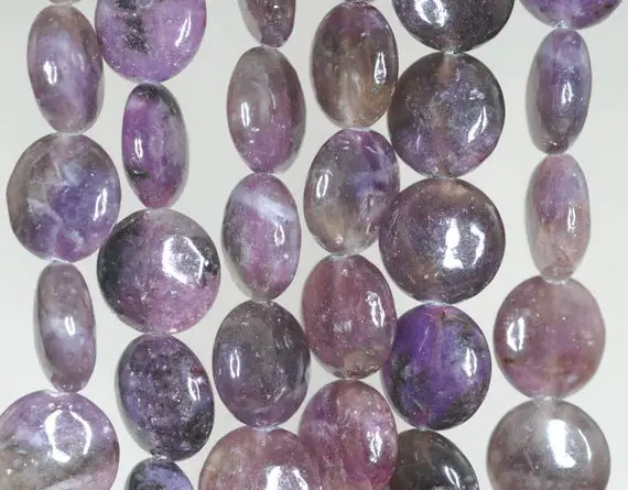 12mm Dark Purple Lepidolite Gemstone Grade Ab Flat Round Beads 8 Inch Half Strand Bulk Lot 1,2,6,12 And 50 (90187878-656)