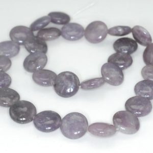 Shop Lepidolite Round Beads! 12mm Lavender Purple Lepidolite Gemstone Grade A Flat Round Beads 16 inch Full Strand BULK LOT 1,2,6,12 and 50 (90188300-656) | Natural genuine round Lepidolite beads for beading and jewelry making.  #jewelry #beads #beadedjewelry #diyjewelry #jewelrymaking #beadstore #beading #affiliate #ad