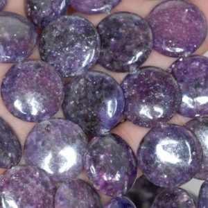 Shop Lepidolite Round Beads! 20mm Purple Lepidolite Gemstone Grade AA Flat Round Beads 16 inch Full Strand BULK LOT 1,2,6,12 and 50 (90188262-658) | Natural genuine round Lepidolite beads for beading and jewelry making.  #jewelry #beads #beadedjewelry #diyjewelry #jewelrymaking #beadstore #beading #affiliate #ad