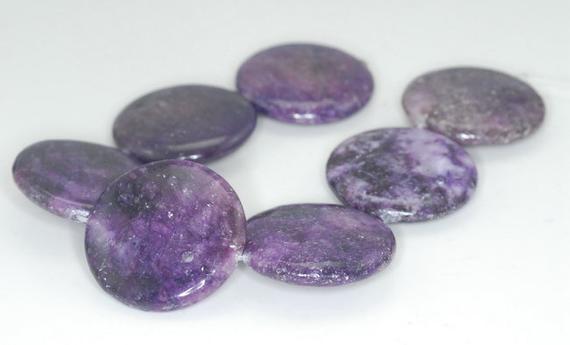 25mm Purple Lepidolite Gemstone Grade A Flat Round Beads 7.5 Inch Half Strand Bulk Lot 1,2,6,12 And 50 (90189428-705b)