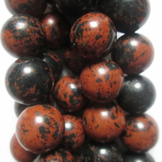 Genuine Mahogany Obsidian Beads - Round 10 Mm Gemstone Beads - Full Strand 15 1/2", 38 Beads, A+ Quality