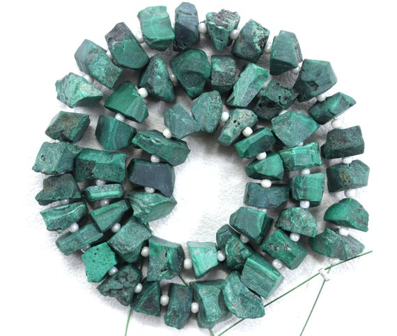 50 Pieces Genuine Quality Natural Malachite Gemstone, Uneven Shape Rough,size 6-8 Mm Center Drilled Raw,making Green Jewelry Wholesale Price